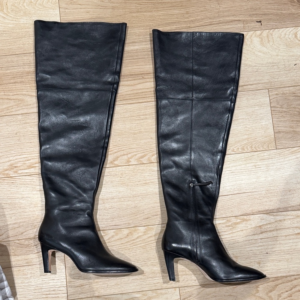 Reformation Sleek Black Over the Knee Boots